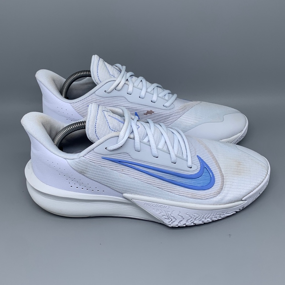Nike Precision 7 Hard Court White Blue Grey Tennis Shoes FN4322-004 Men’s Sz 9.5